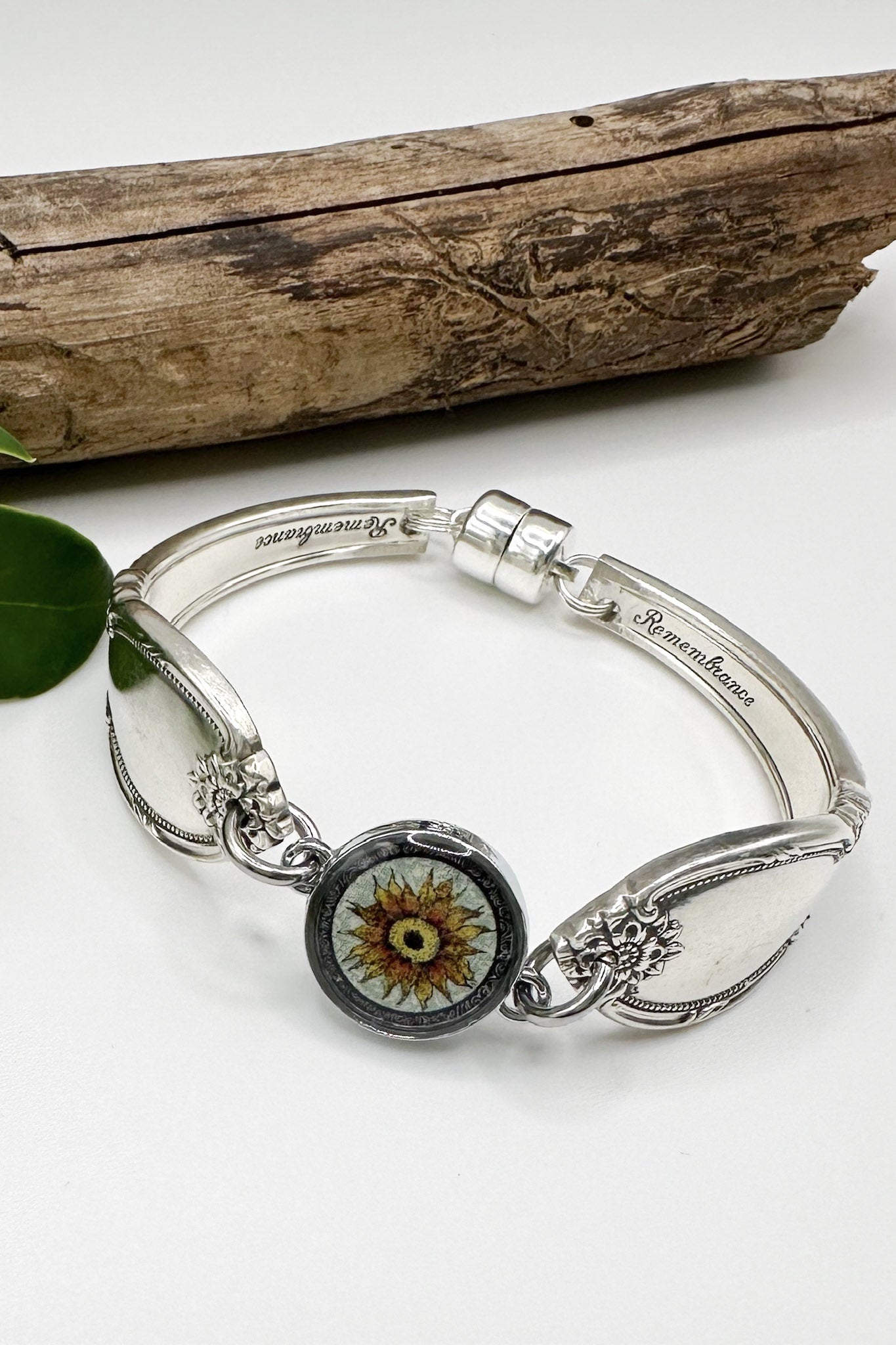 Spirit Lala: Green Sunflower Spoon Bracelet