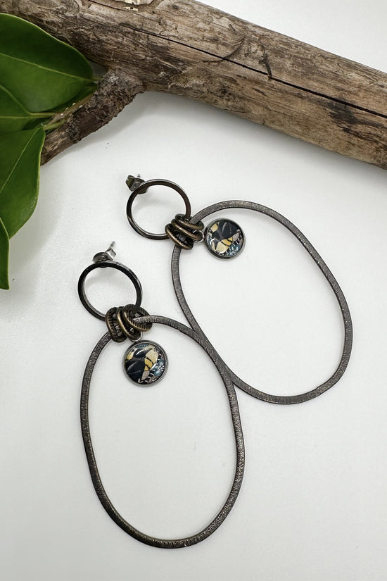 Spirit Lala: Small Art Raven Double Circle Earrings