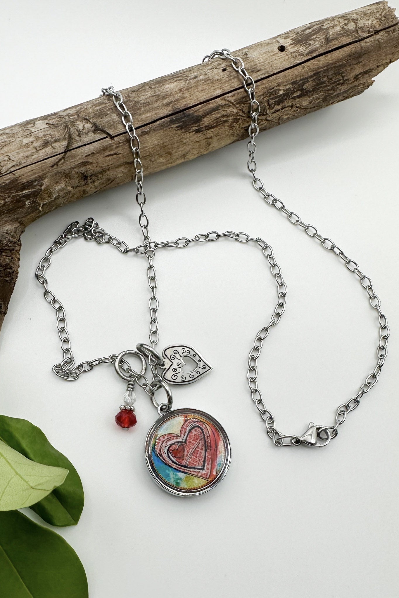 Spirit Lala: Abstract Heart Pendant & Charm Set Necklace