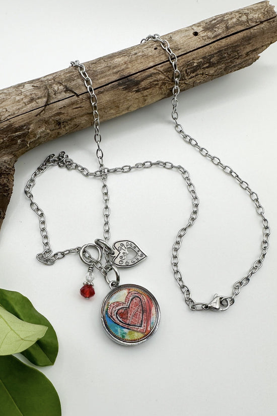 Spirit Lala: Abstract Heart Pendant & Charm Set Necklace