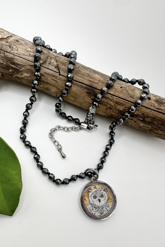 Spirit Lala: Owl Beaded Chord Pendant Necklace