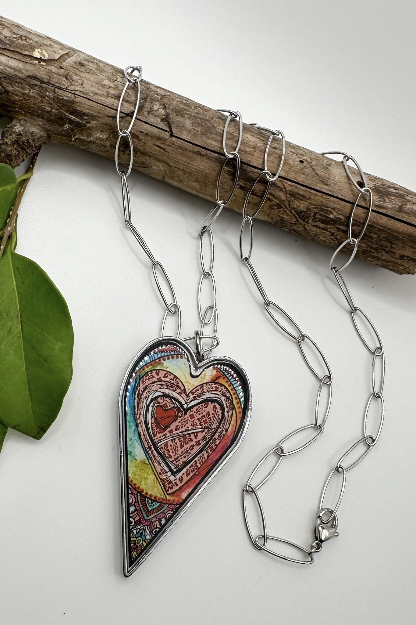 Spirit Lala: Large Abstract Heart Pendant Necklace