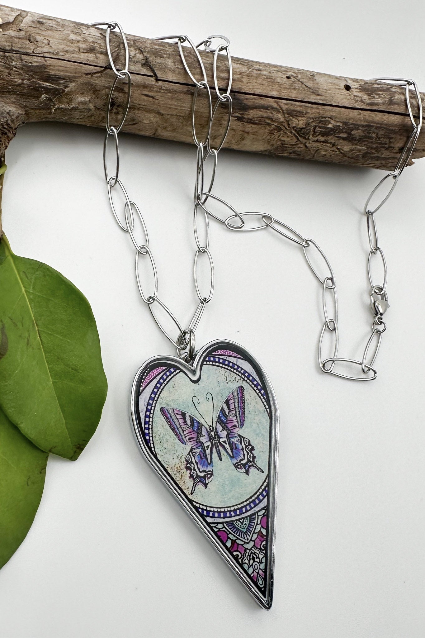 Spirit Lala: Large Butterfly Heart Pendant Necklace