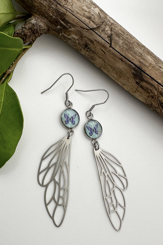 Spirit Lala: Butterfly Wing Silver Charm Drop Earrings