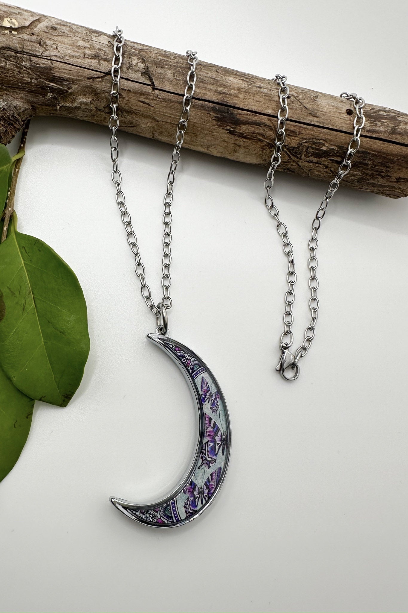 Spirit Lala: Crescent Moon Butterfly Pendant Necklace