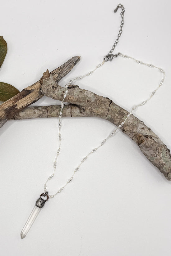 Spirit Lala Vintage Coin: Clear Quartz Crochet Choker