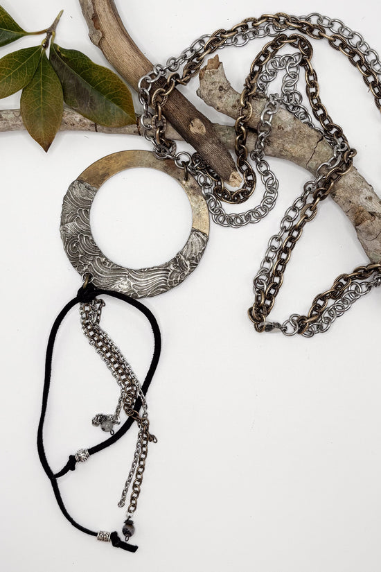 Spirit Lala Vintage Coin: Double Chain Circle Drop Necklace