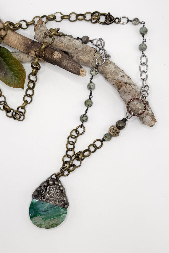 Spirit Lala Vintage Coin: Jasper Statement Drop Necklace
