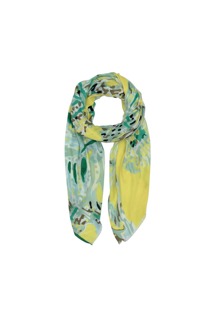 Annie Abstract Floral Print Scarf in Yellow