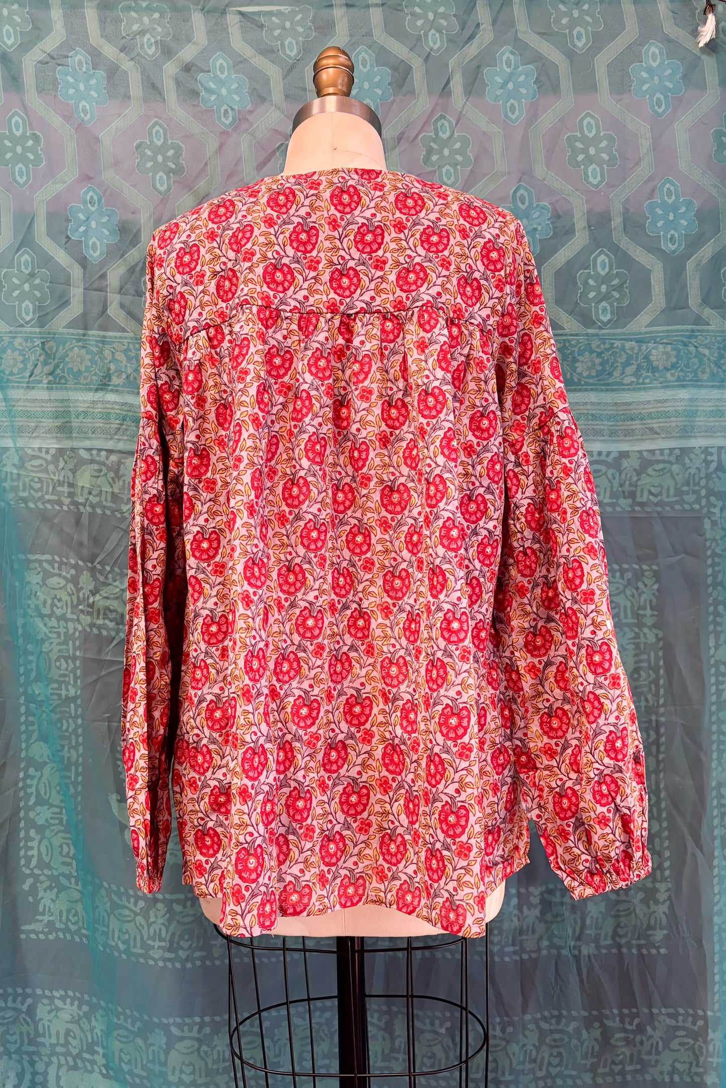 Nile Floral Top in Red
