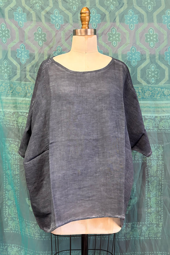Ella Linen Top in Denim