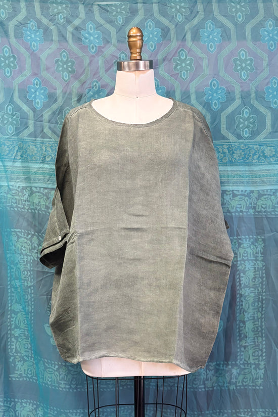 Ella Linen Top in Green
