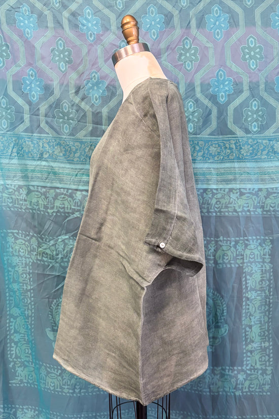 Ella Linen Top in Green