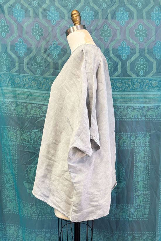 Ella Linen Top in Light Grey