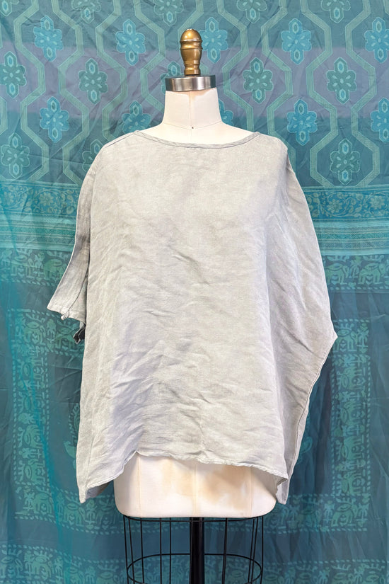 Ella Linen Top in Light Grey