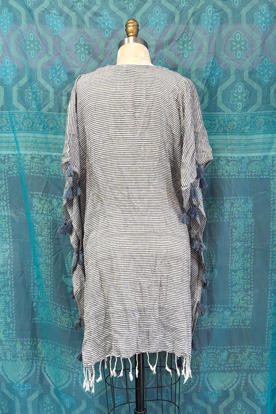 Luna Pinstripe Kaftan Top in Navy