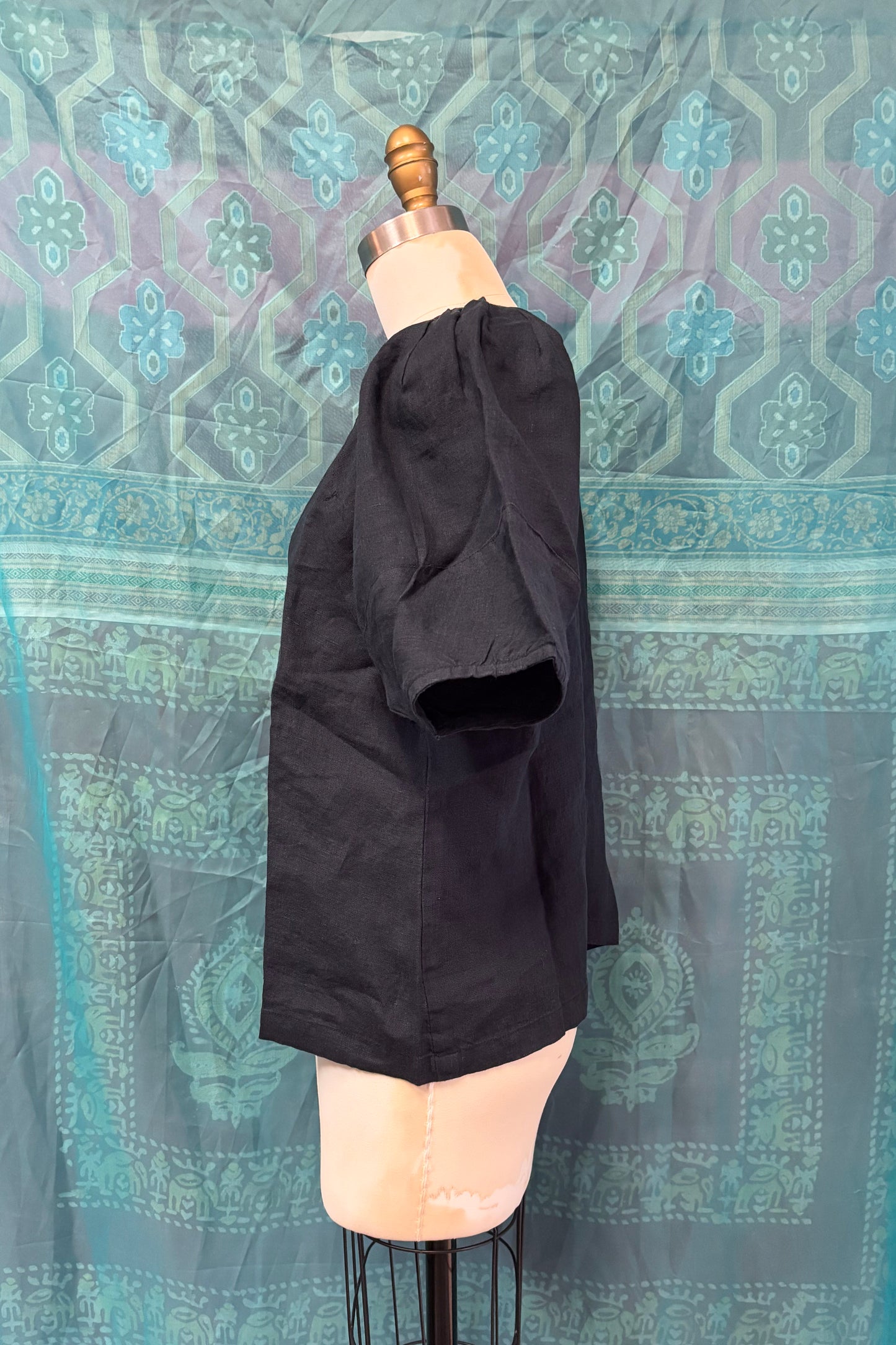 Celine Puff Sleeve Top in Navy