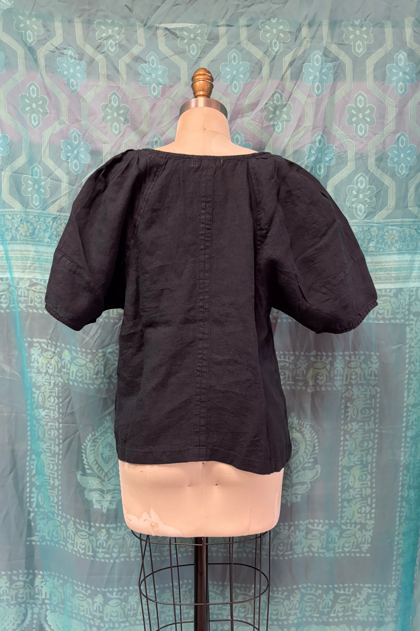 Celine Puff Sleeve Top in Navy