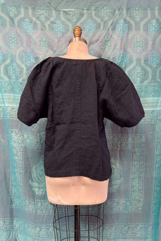 Celine Puff Sleeve Top in Navy