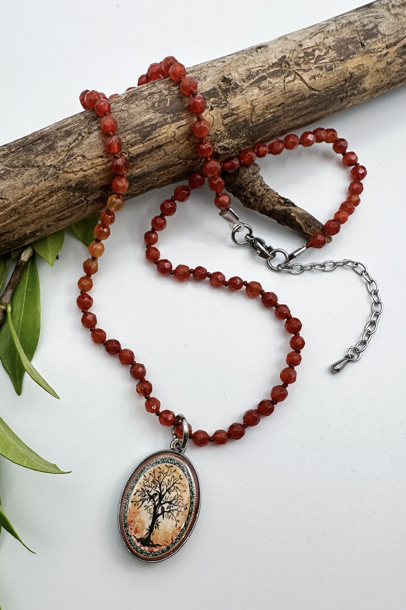 Spirit Lala: Orange Tree Beaded Oval Necklace