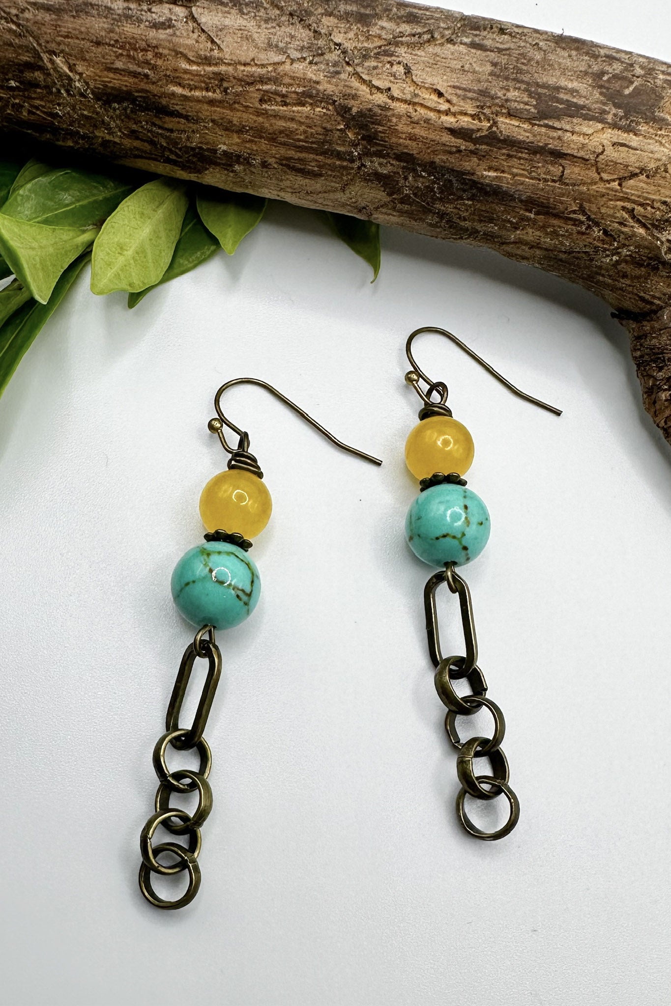 The Chained Mustard & Turq Earrings