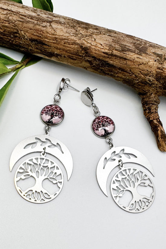 Spirit Lala: Tree Of Life Pink Tree Drop Earrings