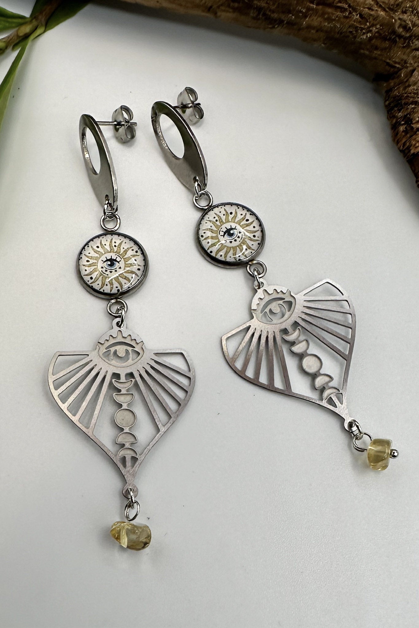 Seeing Sun Charm Drop Earrings