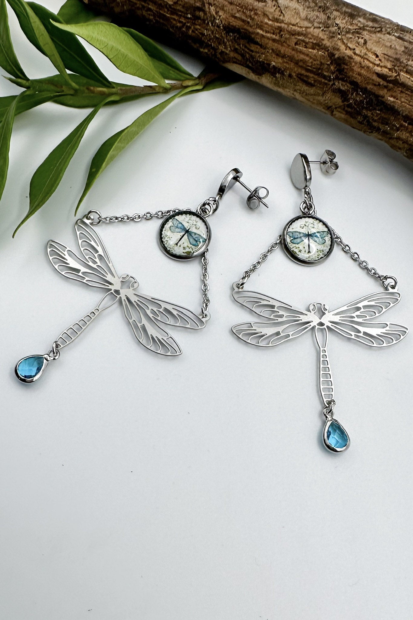 Spirit Lala: Vintage Dragonfly Charm & Chain Drop Earrings