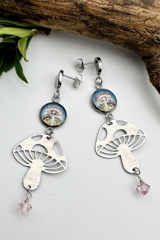 Spirit Lala: Mushroom Crystal Drop Earrings