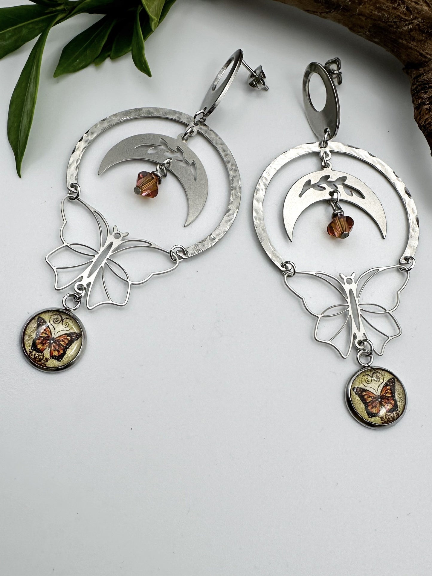 Spirit Lala: Monarch Yellow Ring Butterfly Drop Earrings