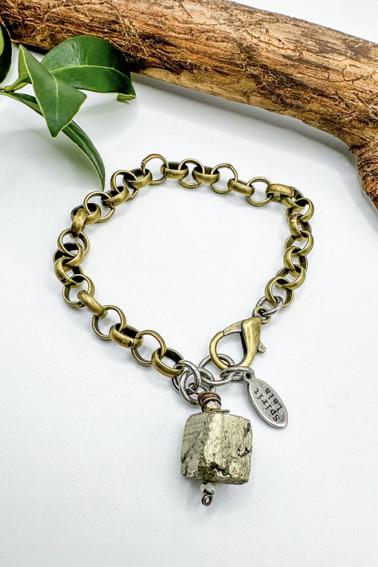 Spirit Lala Vintage Coin: The Pyrite Cube Drop Charm Bracelet