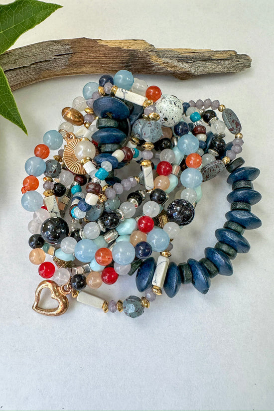 Chunky Mix Gemstone Beaded Bracelets in Mix Gem