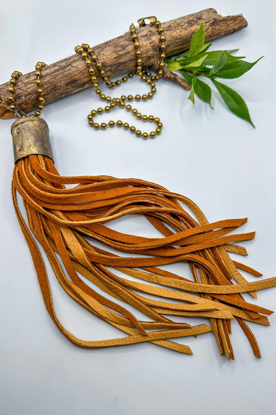 Spring Gypsy Tassel Necklace in Burnt Orange