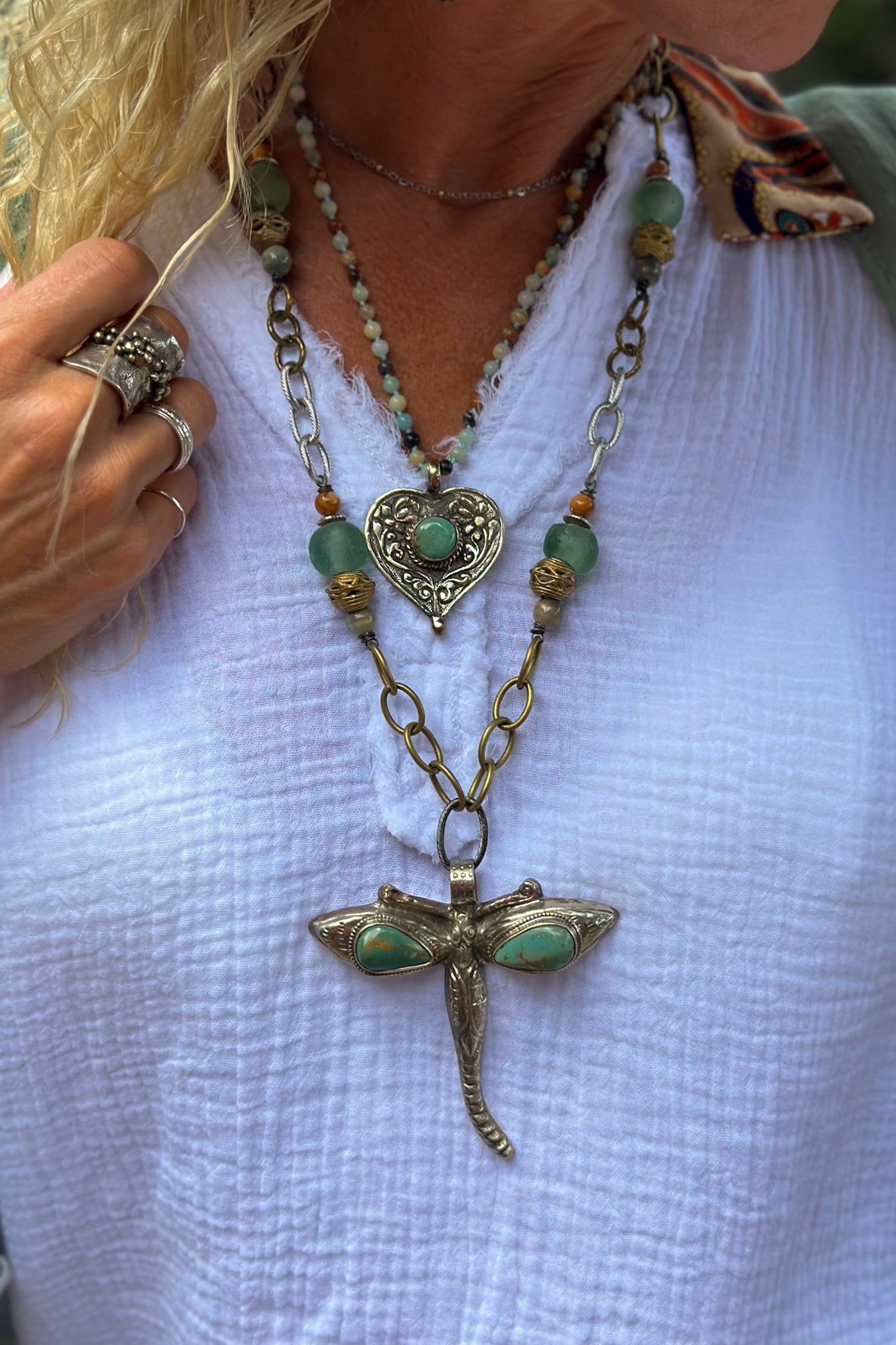Recycled Glass Bug Necklace in Dragonfly