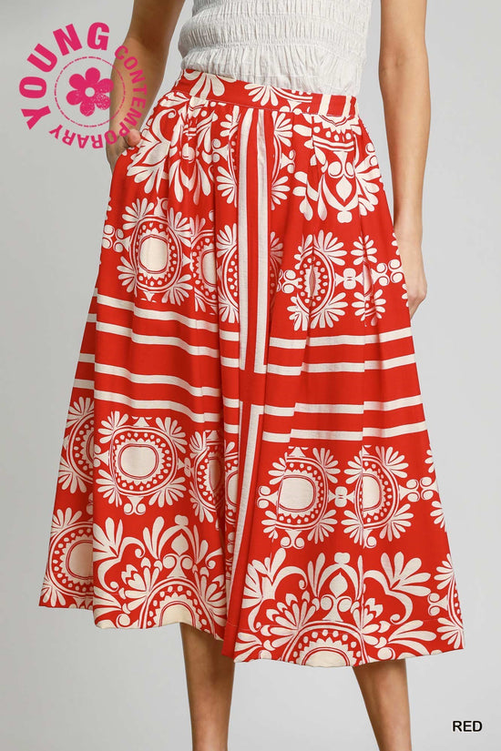 Allison Abstract Skirt in Red