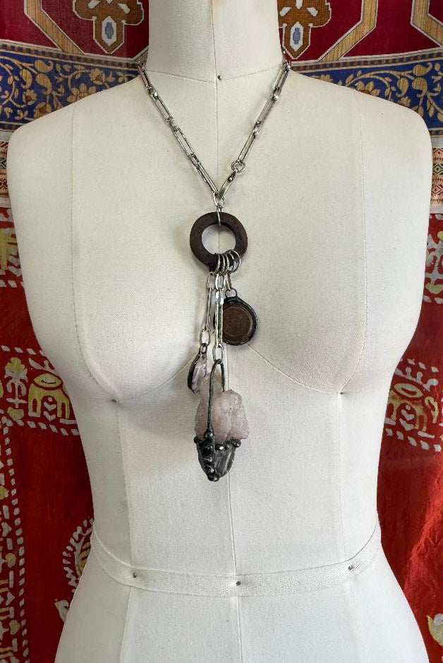 One of a Kind: Large Stone & Coin Necklace