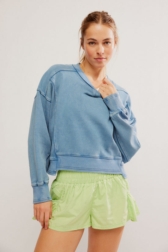 Free People - Intercept Pullover in Blue Grey