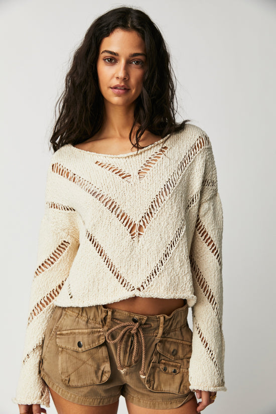 Free People - Hayley Sweater in Cream Combo