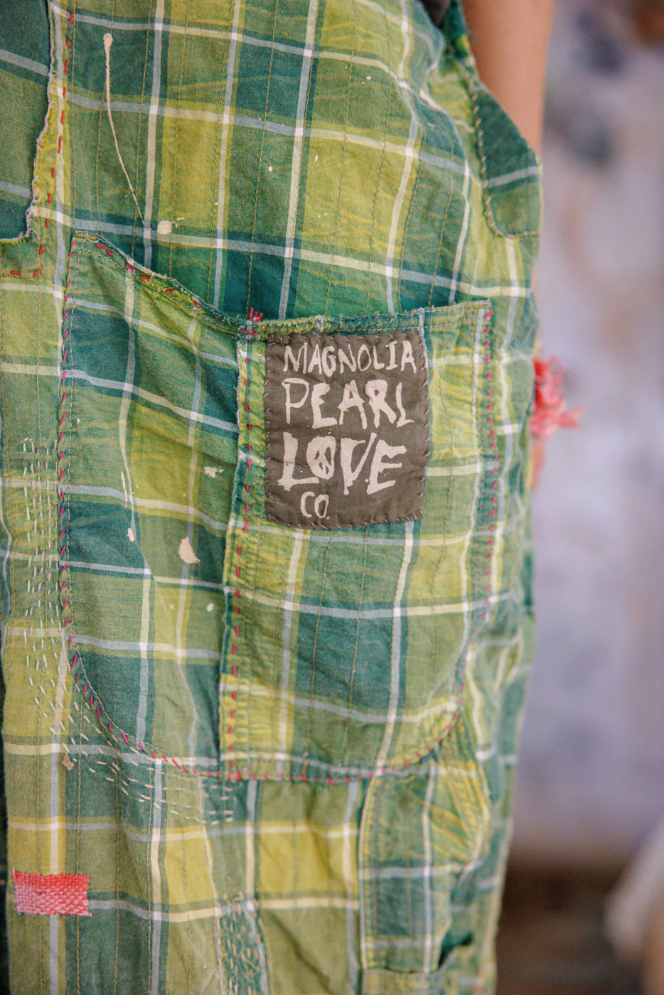 Magnolia Pearl Love Overalls in Uncle Joe's Plaid