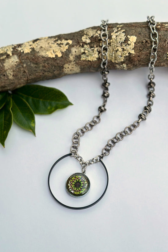 Spirit Lala: Green Brown Flower U Ring Necklace