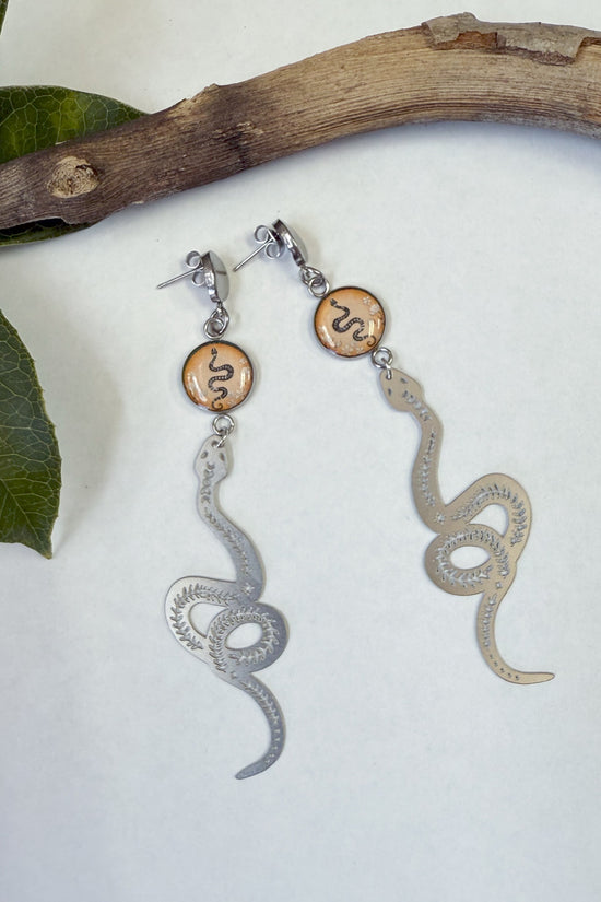 Snake Silver Charm Drop Earrings