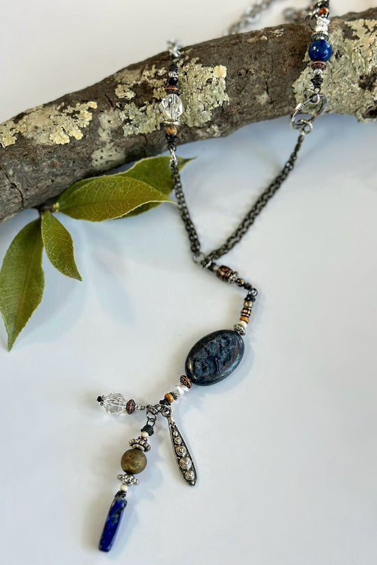 Spirit Lala Boho: The Janice Statement Drop Necklace in Navy
