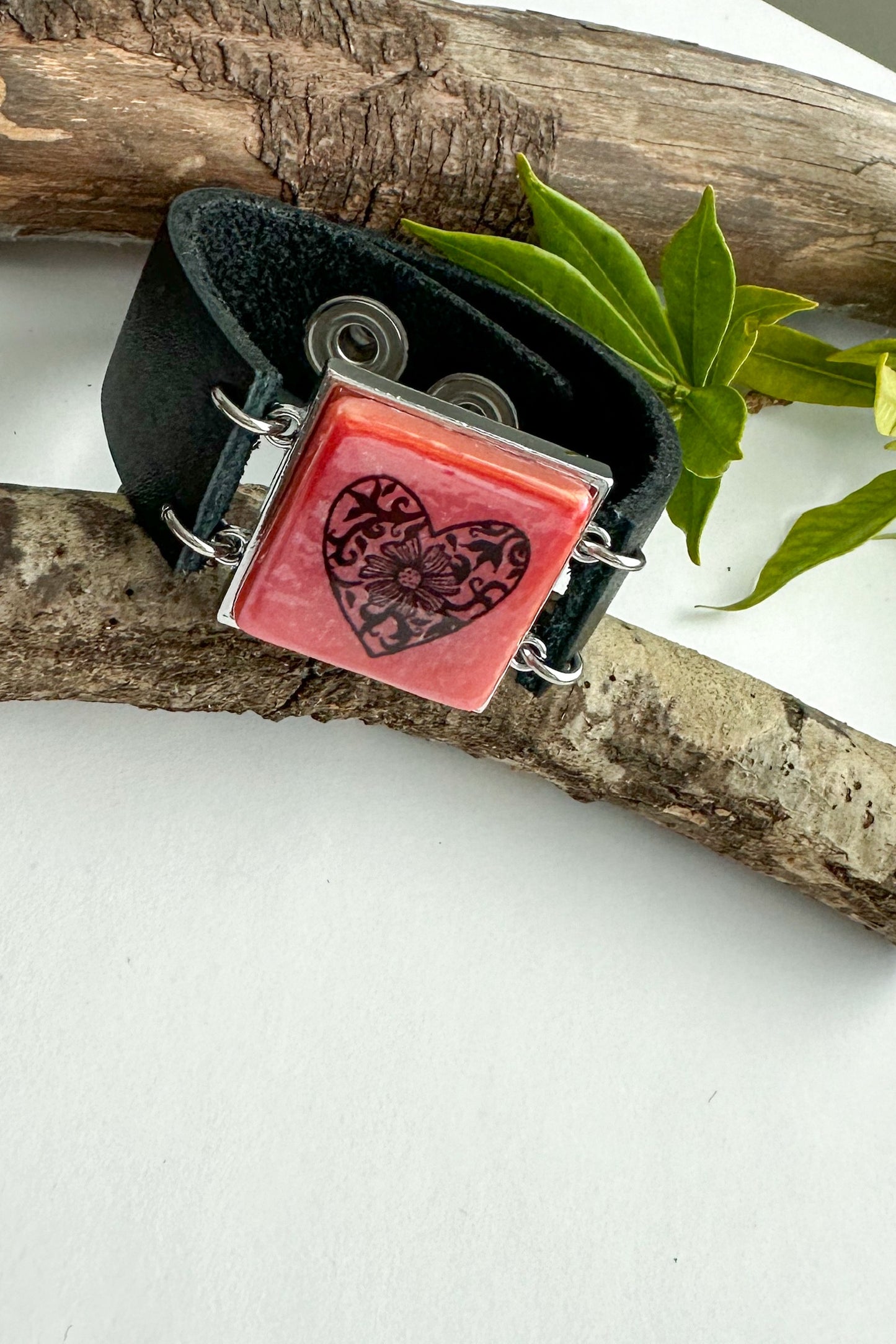Spirit Lala: Red Heart Recycled Glass Cuff Bracelet