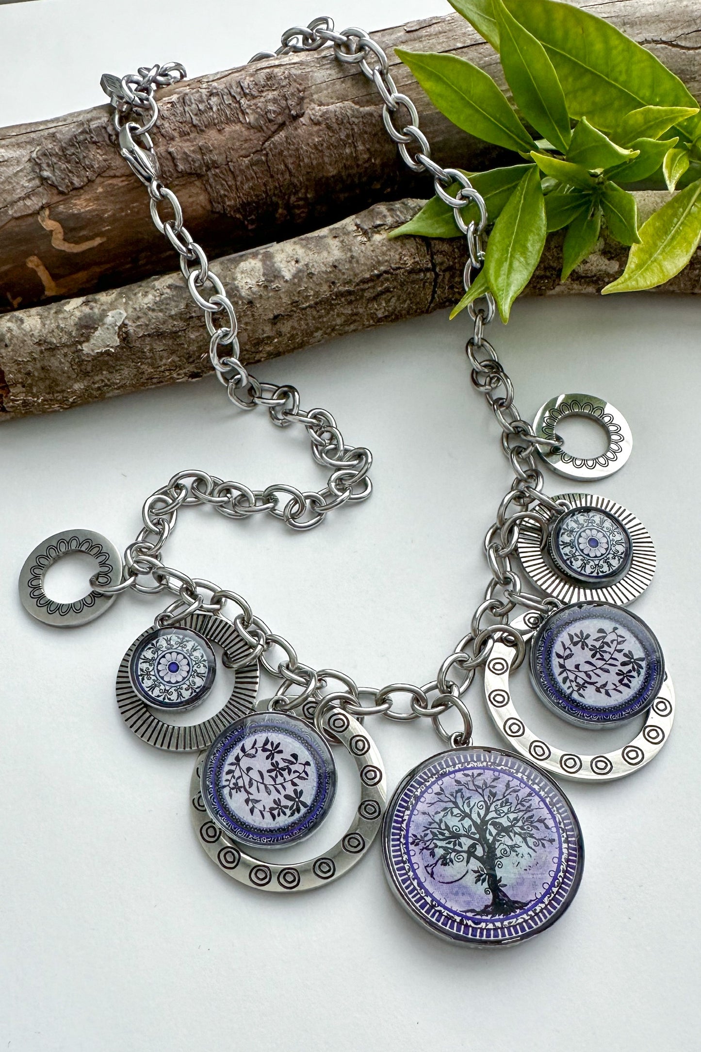 Spirit Lala: Tree of Life Purple 5 Circle Statement Necklace