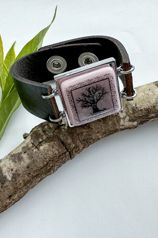 Spirit Lala: Pink Tree Recycled Glass Cuff Bracelet