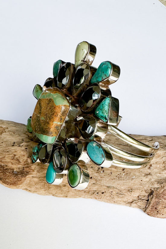 The Cecelia Pyrite & Turquoise Flower Cuff