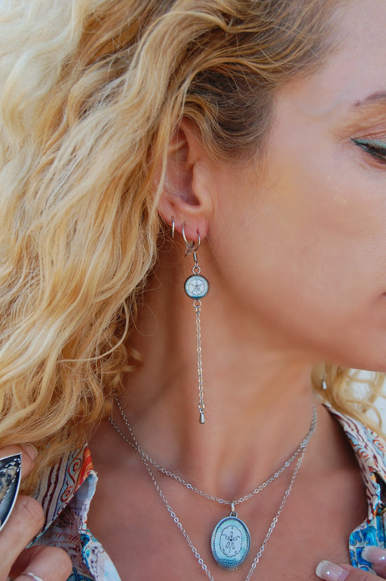 Spirit Lala: Single Strand Drop Earrings in Vintage Sand Dollar