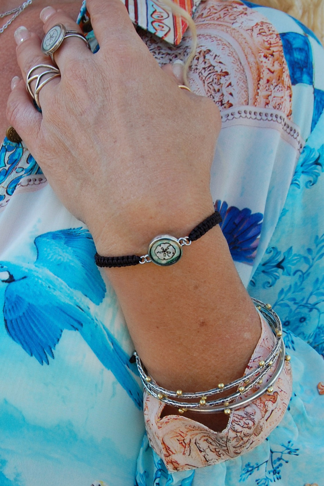 Spirit Lala: Vintage Sand Dollar Braided Adjustable Bracelet
