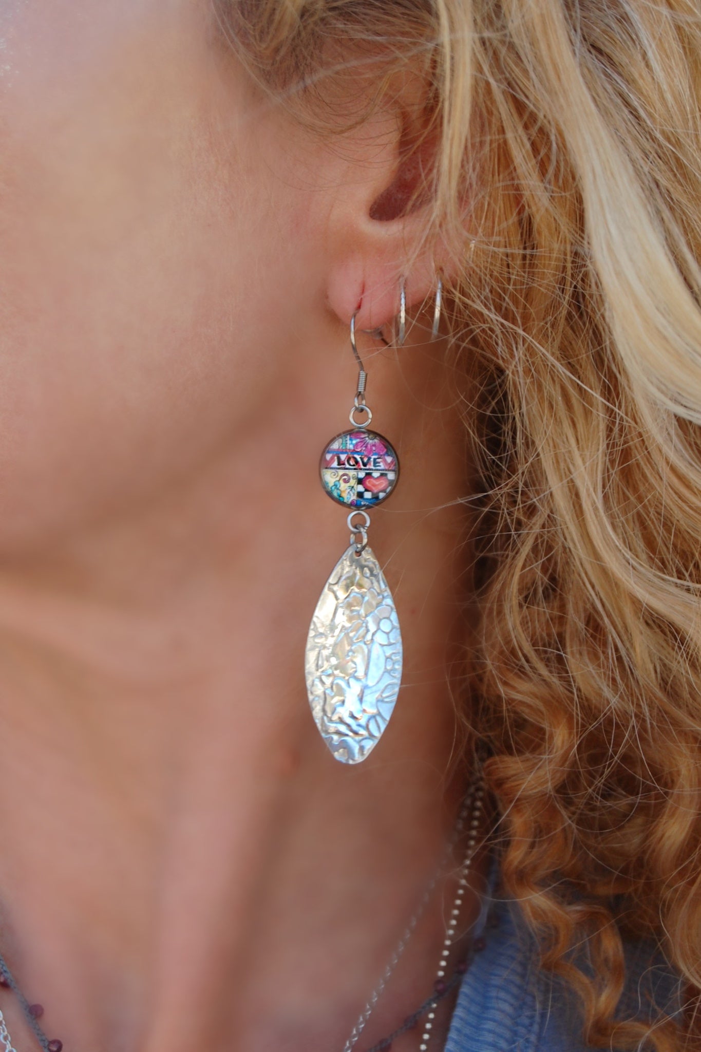 Spirit Lala: Love Print Leaf Drop Earrings