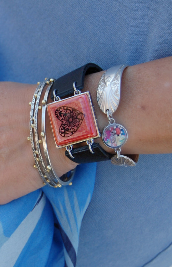 Spirit Lala: Red Heart Recycled Glass Cuff Bracelet